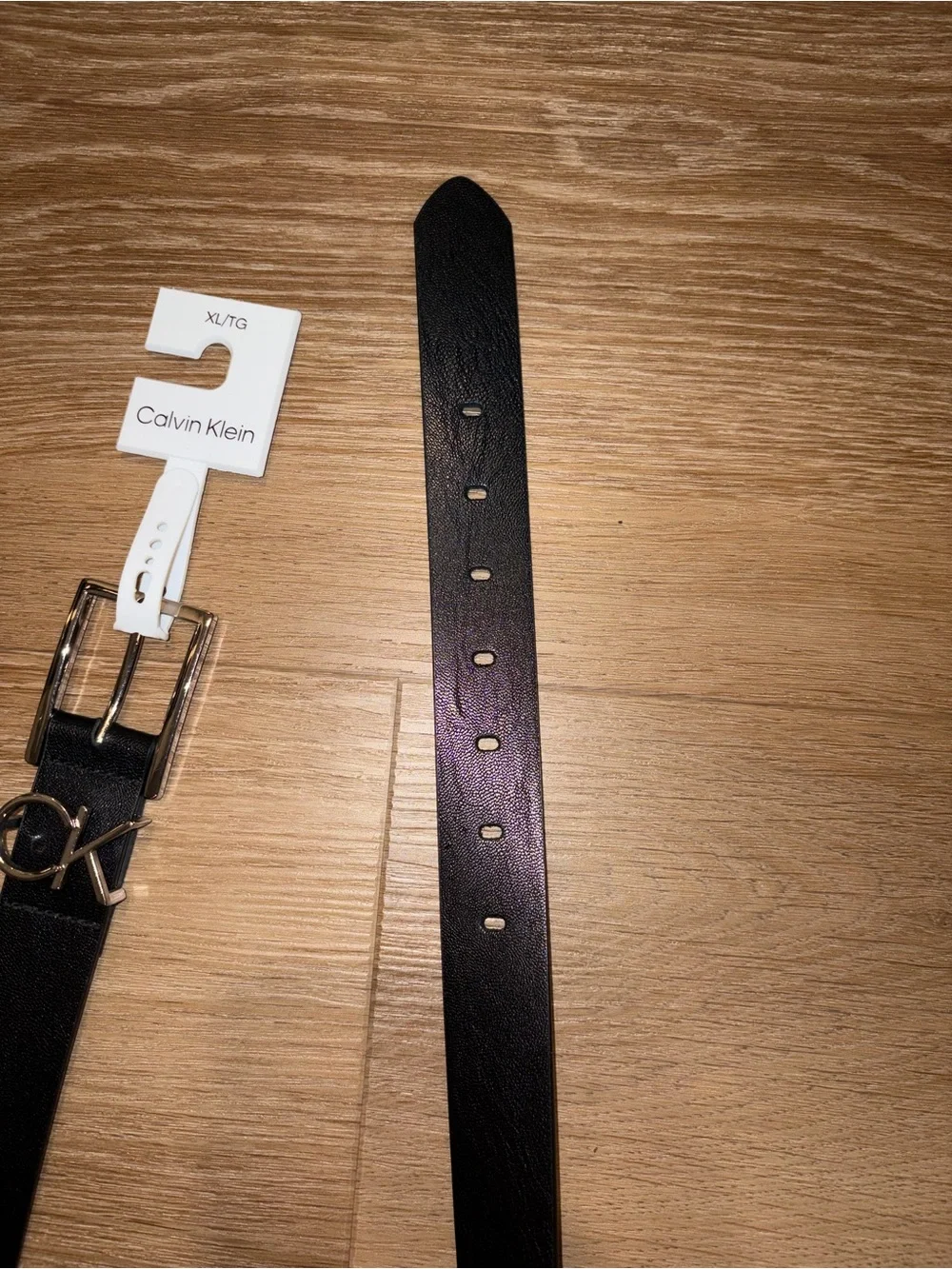 Calvin Klein Womens Belt Black Solid Logo Buckle Size XL New With Tag